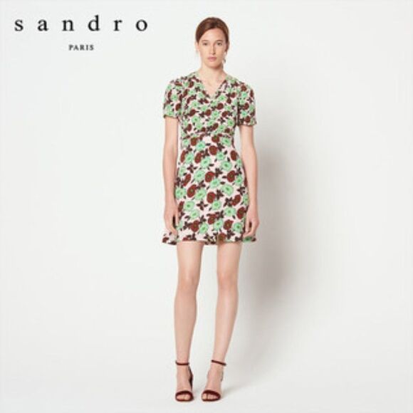 Sandro Petale Floral Silk Dress - Picture 1 of 8